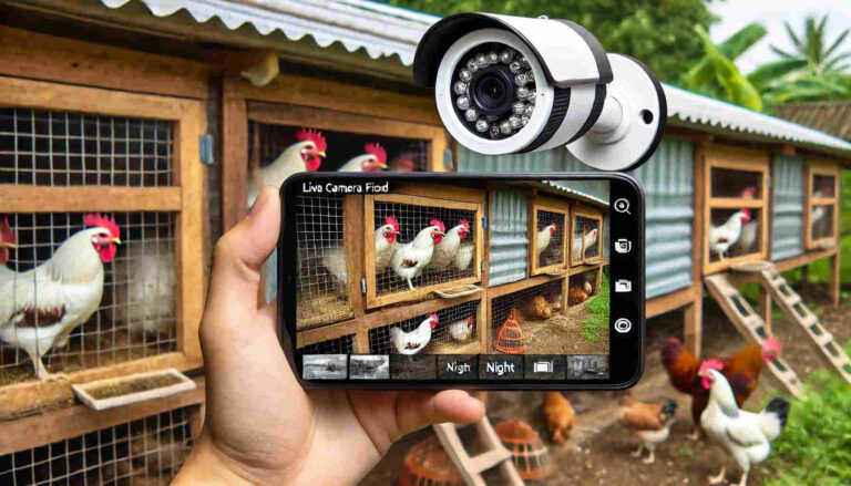 surveillance camera mounted outside chicken coop