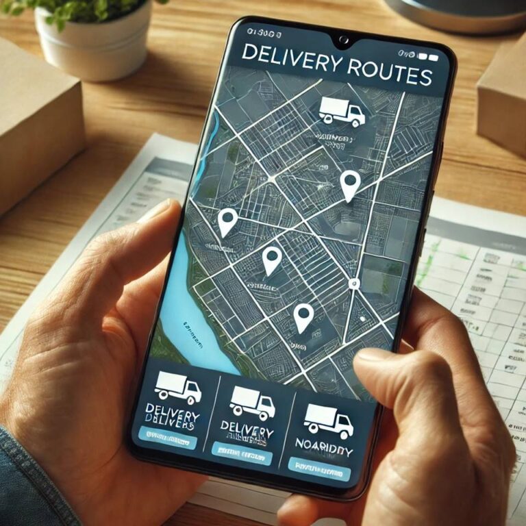 Interactive-style map showing delivery routes for a farm-to-table business, with markers for local delivery zones and nearby community hubs.