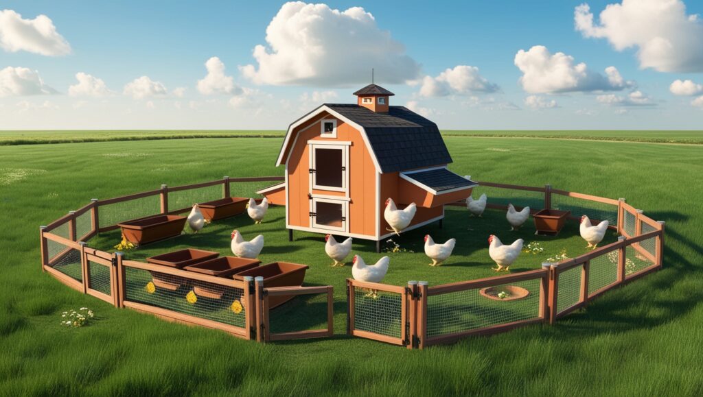 Well-equipped chicken coop for a sustainable farm setup